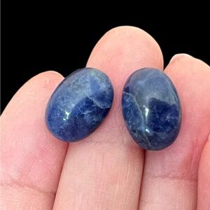 Elegant Blue lapis Stone Earrings silver tone